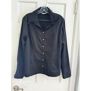 Soft Surroundings Women's‎ Sz XL Black Button Up Blouse Sexy Assertive Career